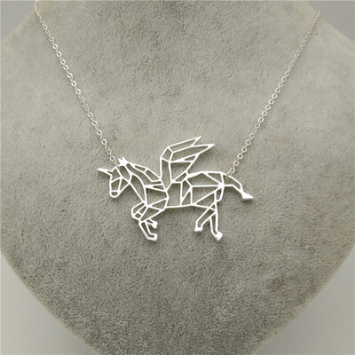 

New Flying Unicorn Necklace Geometric origami Unicorn necklace Women Necklaces Geometric Accessories Geometric Jewelry