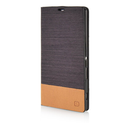 

MOONCASE Canvas Design Leather Side Flip Wallet Pouch Stand Shell Back ЧЕХОЛ ДЛЯ Sony Xperia T3 Coffee