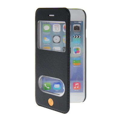 

MOONCASE View Window Leather Side Flip Pouch Stand Shell Back Case Cover for Apple iPhone 6 Plus Sapphire