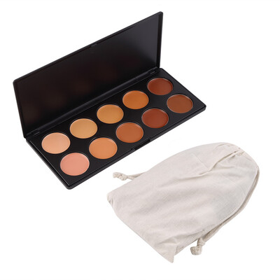 

10-Colors Face Makeup Concealer Palette + 11pcs Bamboo Handle Brushes Set Black