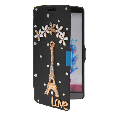 

MOONCASE Bling Rhinestone Crystal Ultre Slim Leather Side Flip Wallet Shell Back Case Cover for LG G3 Black