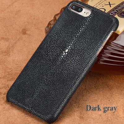 

Genuine Leather Phone Case For iPhone 7 8 Plus Case Natural Pearl Fish Skin Back Cover For X 7 8 Plus Case
