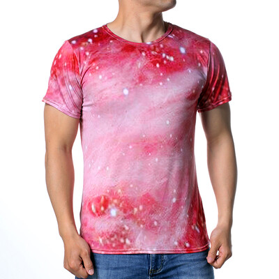 

Mens Contrast Color Printing Short Sleeved O-Neck Pullover T-Shirts