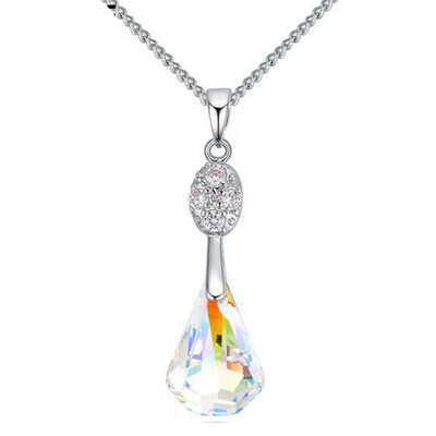 

Raindrop Pendant Necklace Made With Austrian Crystals From Swa Elements For Bridesmaids Wedding Jewelry White Gold Plated 25262