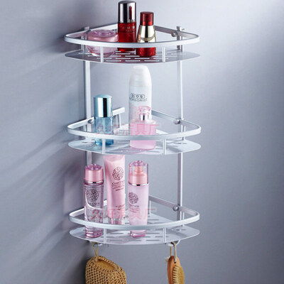 

Bathroom rack storage rack space aluminum suction wall bathroom storage shelf three