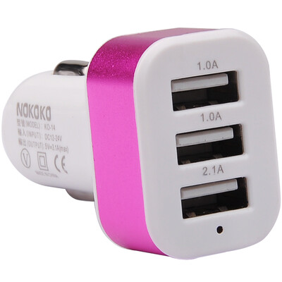 

Ferguson cabos F06808 Car Charger Dual usb Car Charger One Pushing Two Cigarettes One Mug Triple 2A Charger Head Cigarette Car Charger Three USB Rose Red