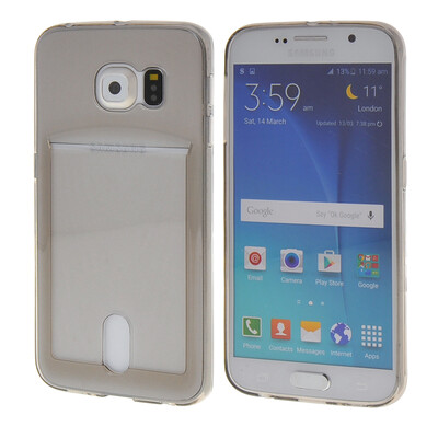 

MOONCASE Case for Samsung Galaxy S6 Flexible Soft Gel TPU Silicone Skin Slim Durable With Card Slot Cover Grey