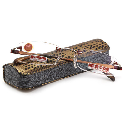 

Sunset red reading glasses men fashion frameless business PC high through glasses glasses BX5209 100 degrees