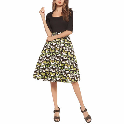

BOFUTE New Europe America Spring summer Womens clothing Big pendulum Long skirt Sleeve printing Dresses A0012