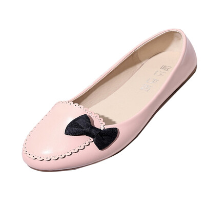 

Women Round Toe Bow Knot Flats Shoes Ballet Walking Slip On Casual Oxford