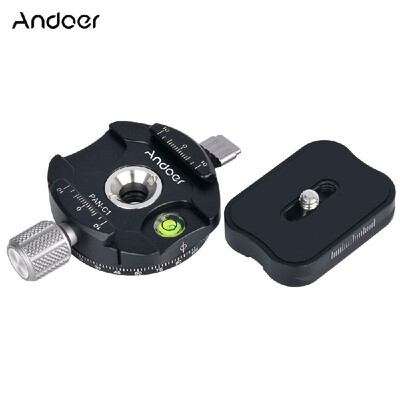 

Andoer PANC1 Panoramic Tripod Head Clamp Adapter Aluminum Alloy with Quick Release Plate for ArcaSwiss AS Standard QR Plates