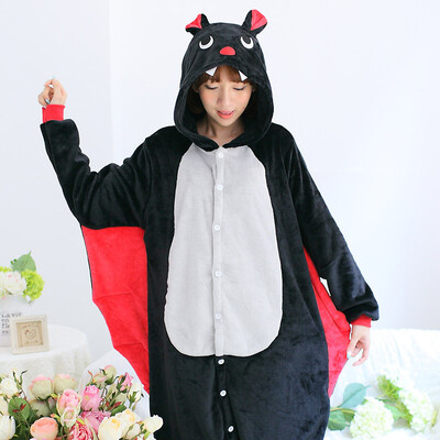 

Women Man Flannel Cartoon Lingerie Animal Siamese Pajamas Couples Home Clothes -bat