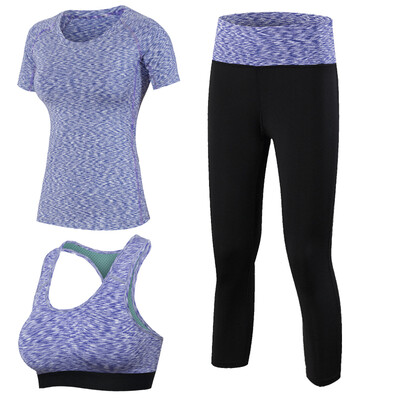 

Yoga Set 3 PCS Workout Sexy Sport Suit Gym Running Shirt legging Pants Sport Bra