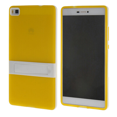 

Цвет MOONCASE Huawei P8 Дело Желе силиконовый гель ТПУ Тонкий с подставкой обложка чехол для Huawei Ascend P8 желтый