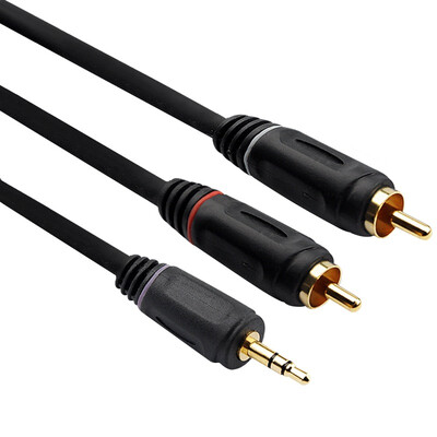 

Ferguson cabos audio cable 35mm turn one two RCA double Lotus computer connection speaker line audio line 5 meters black