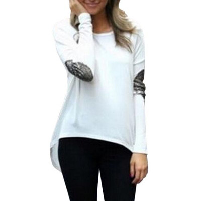 

CT&HF Women Cotton Casual Glitter Splicing Irregular T-Shirt