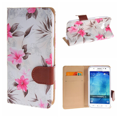 

MOONCASE Samsung Galaxy J5 ЧЕХОЛ ДЛЯ Flower Style Leather Flip Wallet Card Slot Bracket Back White