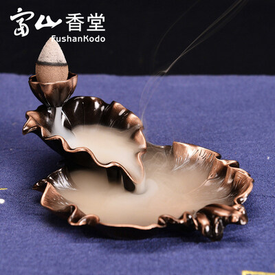 

Taiwan Fushan Xiangtang lotus pond flow incense back incense burner home ornamental lotus lotus leaf sandalwood furnace Chinese Zen tea ceremony decoration lotus pond flow incense burner