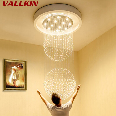 

Luxury Villa Crystal Chandeliers Lighting Fixtures Indoor Pendant Lights Lamp Modern Chandelier High Ceiling Cristal Hanging Lamps