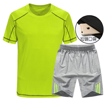 

Sports suit men&39s summer short sleeve fitness suit men&39s sports T-shirt fitness suit breathable quick dry men&39s running suit