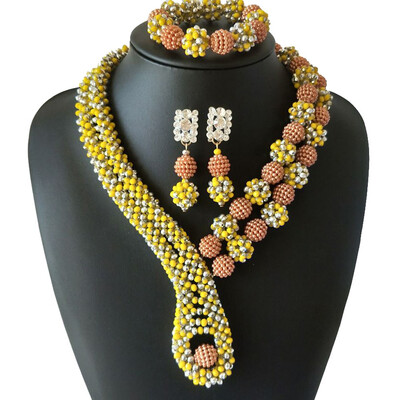 

Red And Purple Crystal Ball African Bridal Statement Necklace Set Nigerian Wedding Beads Jewelry Set For Women Free Shipping