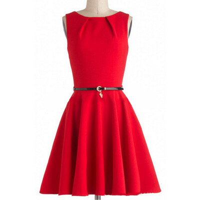 

Retro Sleeveless Round Neck With Belt Put On A Large Tutu Dress