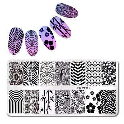 

Fashion Bamboo Leaves Design Nail Stamping Plates Nail Art Image Konad Stamp Plates Manicure Set Template Nail Tools Mezerdoo9