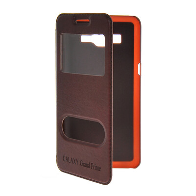 

MOONCASE View Window Leather Side Flip Pouch Stand Shell Back Case Cover for Samsung Galaxy Grand Prime G5306W Red