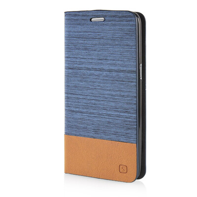 

MOONCASE Canvas Design Leather Side Flip Pouch Stand Shell Back ЧЕХОЛ ДЛЯ Samsung Galaxy Grand Prime G5308W Light Blue