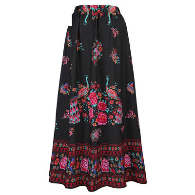 

Ruiyige 2018 Women Summer Boho Floral Print Long Skirt Women Ethnic Beach Party Maxi Ankle Length Skirt Female Vintage Vestidos