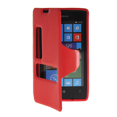

MOONCASE View Window Leather Side Flip Pouch Hard board Shell Back чехол для Nokia Lumia 520 Red