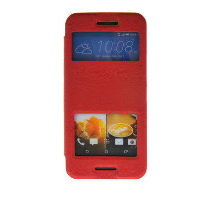

MOONCASE View Window Leather Side Flip Pouch Stand Slim Shell Back ЧЕХОЛ ДЛЯ HTC One M9 Red