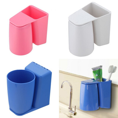 

MyMei Plastic Wash Cup Toothbrush Holder Double-coated Tape Magnetic Rinse Cup Pink