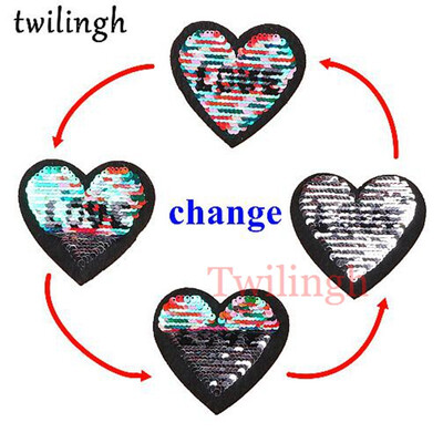 

twilingh 1pc Patch Reversible Change Color Sequins Patches DIY Sew On Patches For Clothes Applique Clothing Decoration