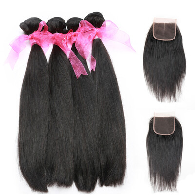 

Dream Like 8A Peruvian Virgin Hair Straight Hair 4 Bundles with Closure 440glot