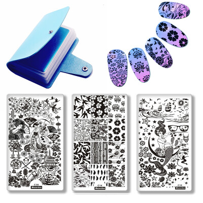 

4 шт / набор brid бабочка тема роспись ногтей печать штамповки таблички с голубой ногти красоты хранения дело владельца