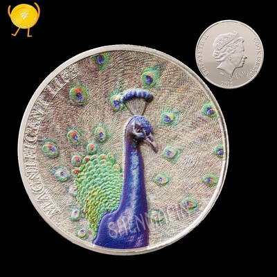 

Cooks magnificent life blue proud as a peacock ultra-high relief craft commemorative coins