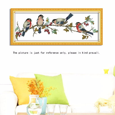 

Anself DIY Handmade Needlework Cross Stitch Set Embroidery Kit Precise Printed Bullfinches Pattern Cross Stitching 68 26cm Home