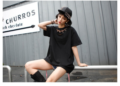 

Summer New O-neck Loose Large Size with Mesh Hole Short-sleeved T-shirt Female BF Style Dovetail Hole Tide T Shirt