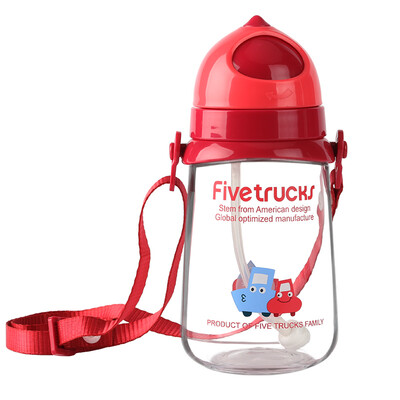 

Five small trucks Five trucks Baby drinking cups Penguin childrens straw cup training baby drinking water bottle leakproof&drop-proof portable student red 420ml