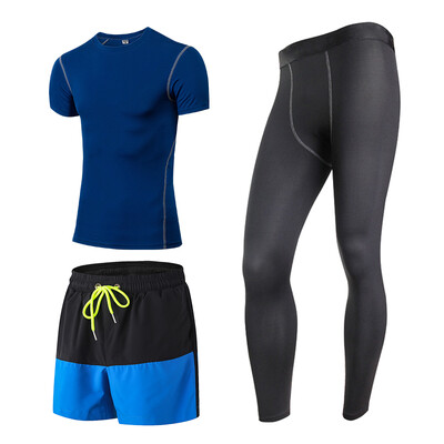 

3 Pcs Quick Dry MenS Sport Suit Compression Tracksuit Fitness Tight T-Shirt