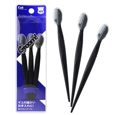 

KAI Groom Mens Eyebrow Knife 3 Pack with protective cover for novice mesh knife edge scraping knife razor