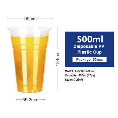 

OTOR 360460500660ml Disposable Plastic Cups with Dome & Flat Lids for Juice Tea Milk Iced Coffee Bubble Boba Smoothie 50pcs