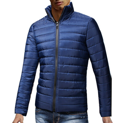

Men Winter Duck Down Coat Parka Thick Cotton Padded Jacket Slim Stand Up Collar