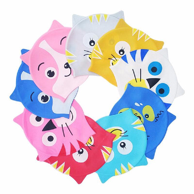 

Kid Swimming Cap Silicone Ultra Stretch Waterproof Comfortable Fish or Cat Shape Hat for Girl And Boycolor optional