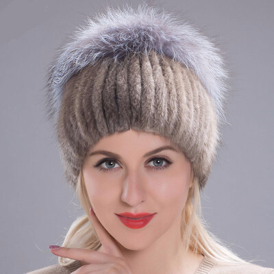 

Winter womens hat real mink fur hat mink fox fur plated caps woman russian new womens fur hat