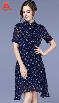 

L XL XXL 3XL 4XL 5XL plus size chiffon vintage new summer 2018 women dress short sleeve big size blue flower print a line midi