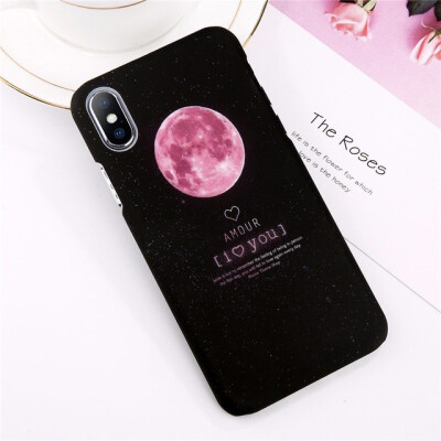

Phone Case For iPhone 7 8 6 6S Plus X Mount Fuji Cases Moon Stars Pattern Matte Hard PC