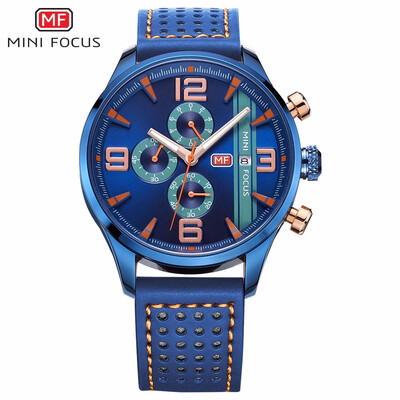 

MINI FOCUS Fashion Leather Strap Sports Men Quartz Watch MF0016G