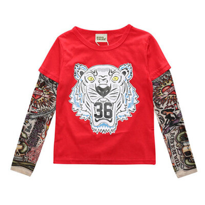 

2018 Boy Clothes Cotton T-shirt Long Sleeve Children Tee Shirts Novelty Tattoo Sleeve Baby Girl Tops Spring&autumn KidsTop